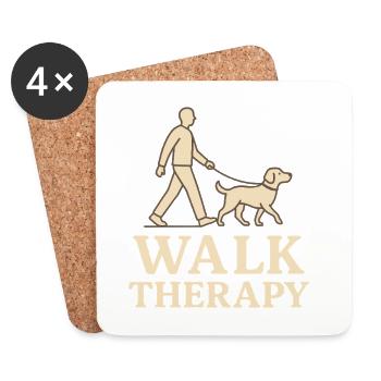 Walk Therapy – Hunde Spaziergang Design - Untersetzer (4er-Set) - Weiß - Vorne