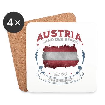 Autriche Pays des montagnes – Autriche Drapeau - Dessous de verre (lot de 4) - blanc - Devant
