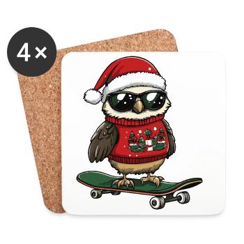 Owl Christmas Funny - Coasters (set of 4) - white - Front