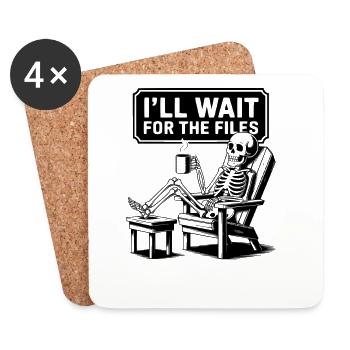 Waiting Skeleton Meme Project Manager Office - Coasters (set of 4) - white - Front