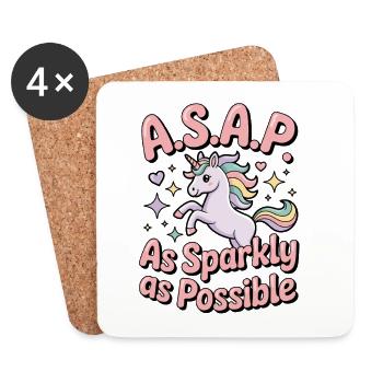 Licorne ASAP Brillant - Dessous de verre (lot de 4) - blanc - Devant