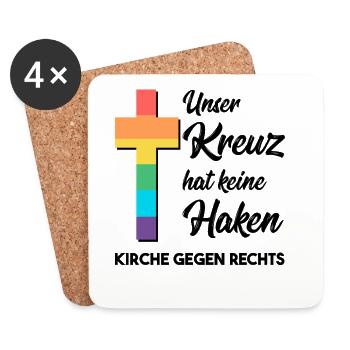 Notre croix n’a pas de crochets - L’Église contre la droite - Dessous de verre (lot de 4) - blanc - Devant