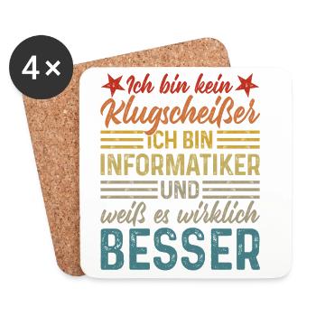 Informatiker - Kein Klugscheißer - Untersetzer (4er-Set) - Weiß - Vorne