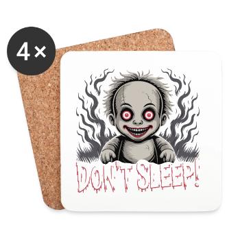 Poupée effrayante Ne dort pas - Dessous de verre (lot de 4) - blanc - Devant