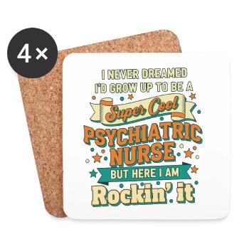 Retro Psychiatrie Krankenschwester Geschenkidee für psychische Gesundheit - Untersetzer (4er-Set) - Weiß - Vorne