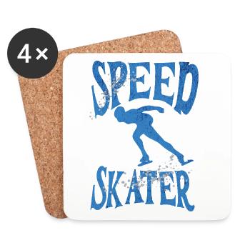 Speed Skater Speed Skating Shirt - Coasters (set of 4) - white - Front
