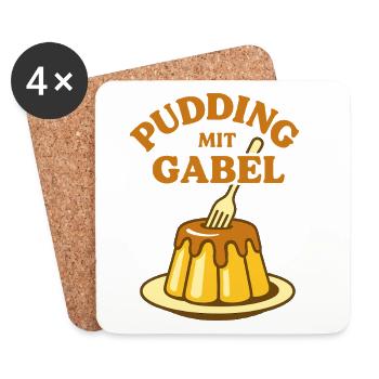 Pudding with fork - Coasters (set of 4) - white - Front