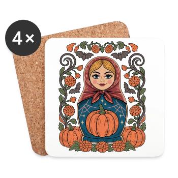 Autumn Matryoshka Pumpkin - Coasters (set of 4) - white - Front