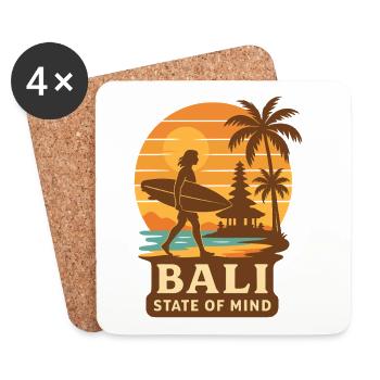 Bali State of Mind – Surf & Sunset Design - Coasters (set of 4) - white - Front