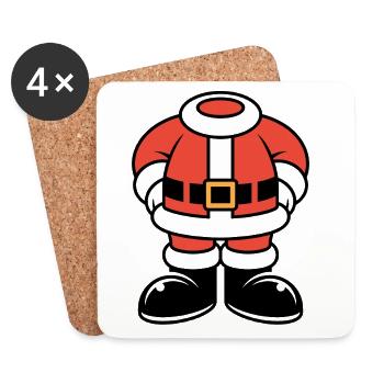 Große Santa Silhouette in Rot - Untersetzer (4er-Set) - Weiß - Vorne