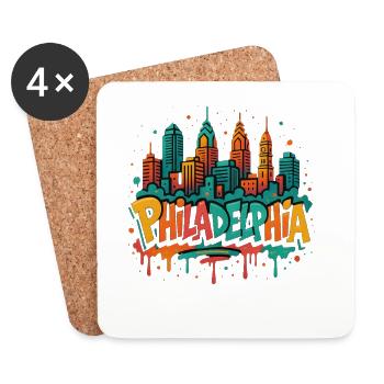 Philly Graffiti Skyline - Untersetzer (4er-Set) - Weiß - Vorne