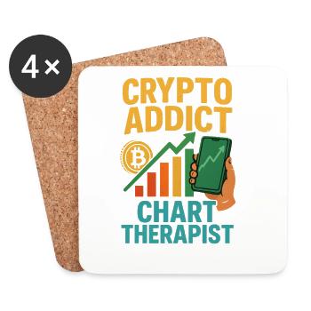 Crypto Chart Therapist, Investing  - Coasters (set of 4) - white - Front