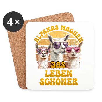 Alpaca Fan ALPACAS MAKE LIFE MORE FUN - Coasters (set of 4) - white - Front