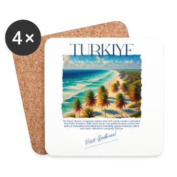 Turquie Bodrum Beach Holiday Design - Visit Bodrum - Dessous de verre (lot de 4) - blanc - Devant