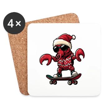 Crabe de homard Noël drôle - Dessous de verre (lot de 4) - blanc - Devant