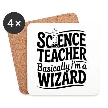 Professeur de sciences En gros, je suis un sorcier - Dessous de verre (lot de 4) - blanc - Devant