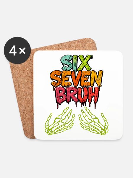 Lustige Brainrot 67 Skelett Hand Halloween Gen Z - Untersetzer (4er-Set) - Weiß