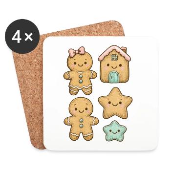 Fun and colorful gingerbread characters - Coasters (set of 4) - white - Front
