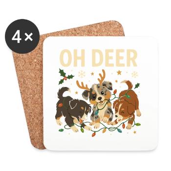 Cute Australian Shepherd Christmas Design - Coasters (set of 4) - white - Front