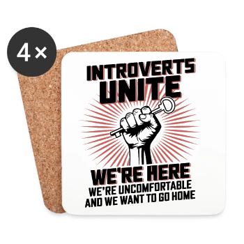 Les introvertis s’unissent ici - Dessous de verre (lot de 4) - blanc - Devant
