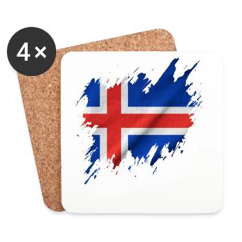 Iceland flag, torn style - Coasters (set of 4) - white - Front