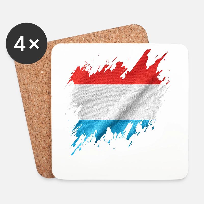 Luxemburger Flagge, Rissenstil - Untersetzer (4er-Set) - Weiß