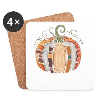 Book Pumpkin for Bookworms Pumpkin Books - Coasters (set of 4) - white - Front