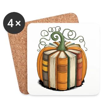 Book Pumpkin for Bookworms Pumpkin Books - Coasters (set of 4) - white - Front