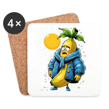 Banane in Winterjacke in der heissen Sonne - Untersetzer (4er-Set) - Weiß - Vorne