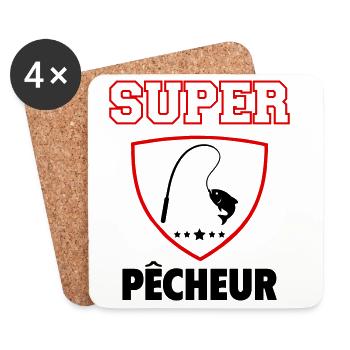 Super Fisherman, Vatertag, Weihnachten - Untersetzer (4er-Set) - Weiß - Vorne