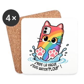 Waterplouf Katze Handy! - Untersetzer (4er-Set) - Weiß - Vorne