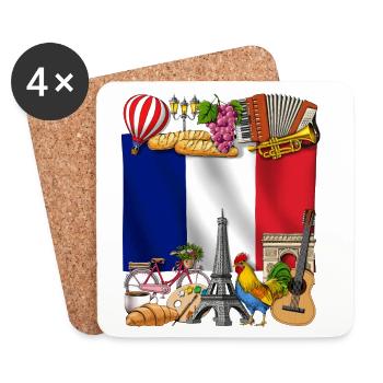 France - Dessous de verre (lot de 4) - blanc - Devant