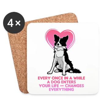 Border Collie Dog Dad Shirt – Funny Dog Lover - Dessous de verre (lot de 4) - blanc - Devant