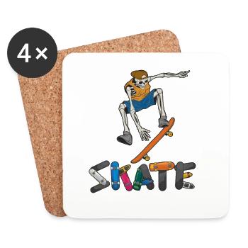 Colored Skeleton Skateboarder Skate Exercise Design - Coasters (set of 4) - white - Front