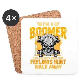 Ich bin ein Boomer Totenkopf Spruch - Untersetzer (4er-Set) - Weiß - Vorne