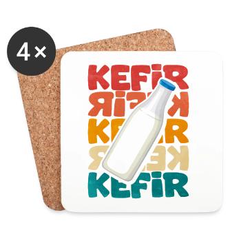 Bouteille de kéfir motif rétro - Dessous de verre (lot de 4) - blanc - Devant