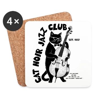 Cat Noir Jazz Club Double Bass Cat - Coasters (set of 4) - white - Front