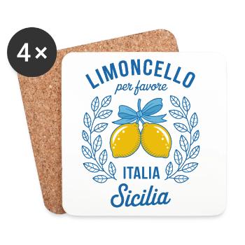 Limoncello Sicile Italie Souvenir de vacances - Dessous de verre (lot de 4) - blanc - Devant