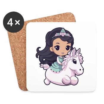 Prinzessin Pferd Niedlich - Untersetzer (4er-Set) - Weiß - Vorne