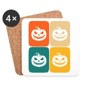 Halloween Rétro Citrouille Joyeux Effrayant - Dessous de verre (lot de 4) - blanc - Devant
