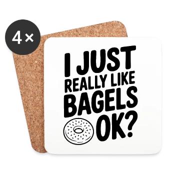 Ich mag Bagels einfach sehr gerne, ok? - Untersetzer (4er-Set) - Weiß - Vorne