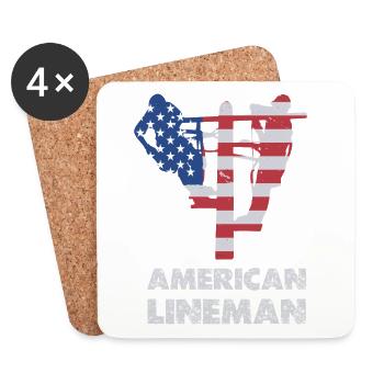 American Lineman Flag Silhouette - Coasters (set of 4) - white - Front