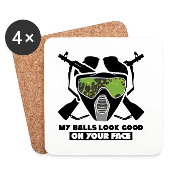 Funny Paintball Design – Aim with Style - Coasters (set of 4) - white - Front