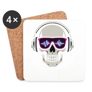 Crâne Neon Vibe Check – Skull Edition - Coasters (set of 4) - white - Front