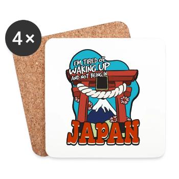 I'm Tired of Waking Up and Not Being in Japan - Coasters (set of 4) - white - Front