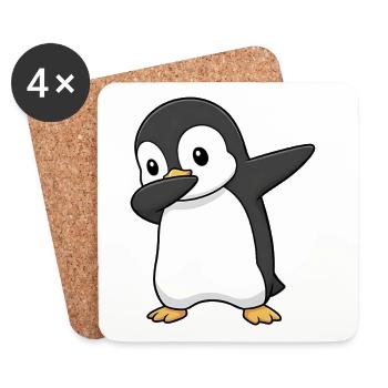Dabbing Pingouin - Dessous de verre (lot de 4) - blanc - Devant