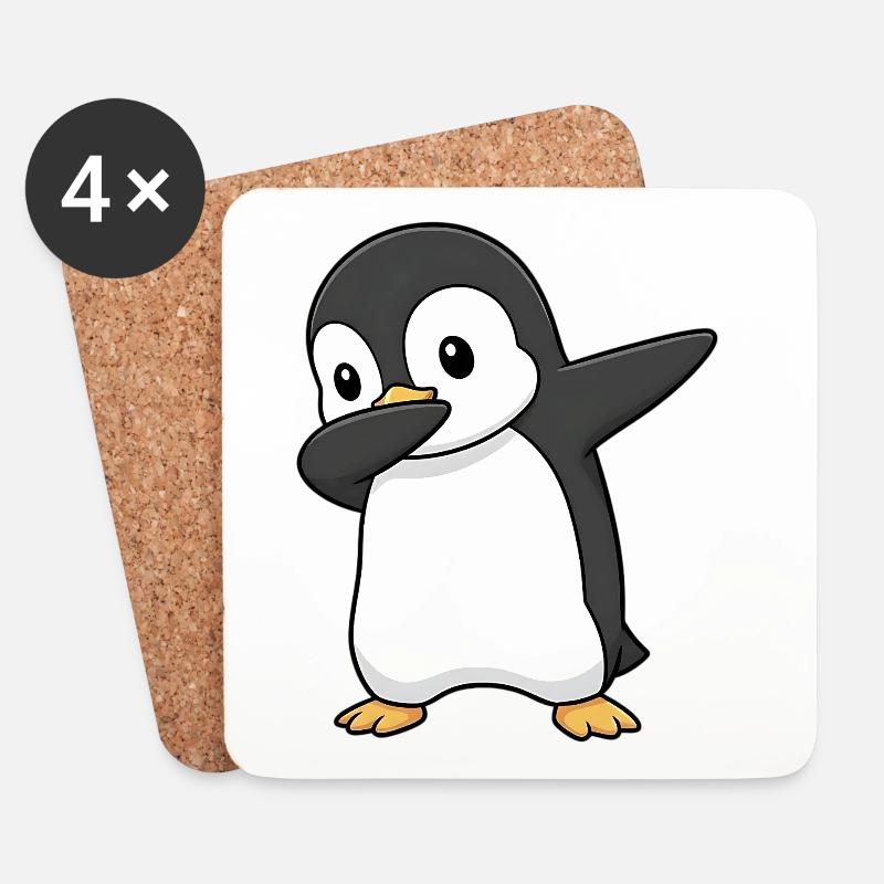 Dabbing Pinguin - Untersetzer (4er-Set) - Weiß