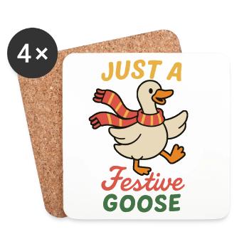 Weihnachtsgans Nur eine festliche Gans - Untersetzer (4er-Set) - Weiß - Vorne