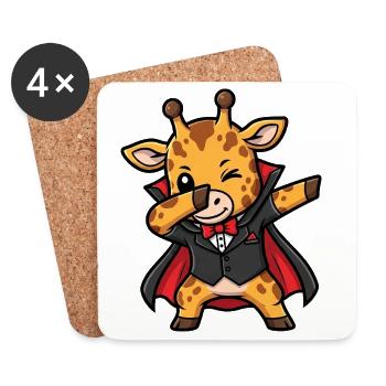 Drôle Halloween Girafe Vampire Dessin animé Dab Humour - Dessous de verre (lot de 4) - blanc - Devant