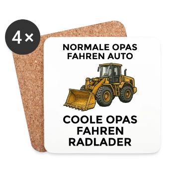 Coole Opas fahren Radlader – Lustiges Opa Geschenk - Untersetzer (4er-Set) - Weiß - Vorne